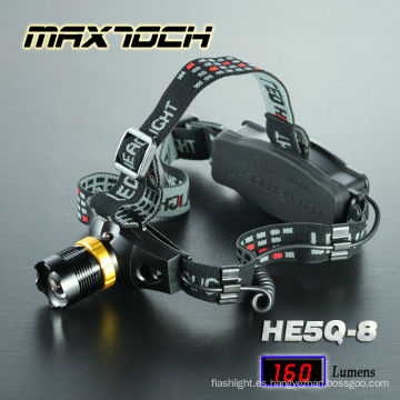 Maxtoch HE5Q-8 casco LED luz Zoom largo tiempo de ejecución de linterna